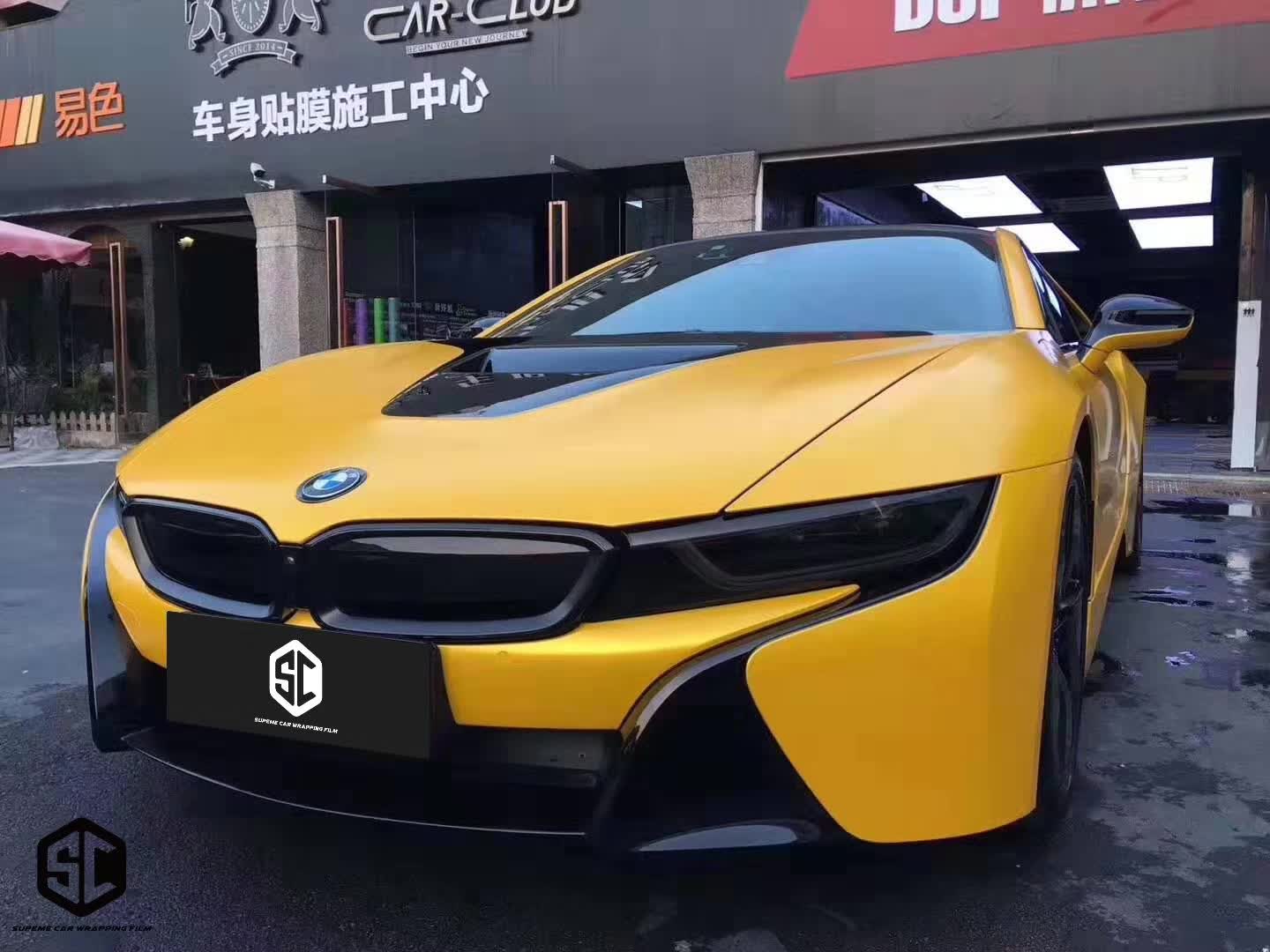 宝马i8sc改色膜电光金属黄