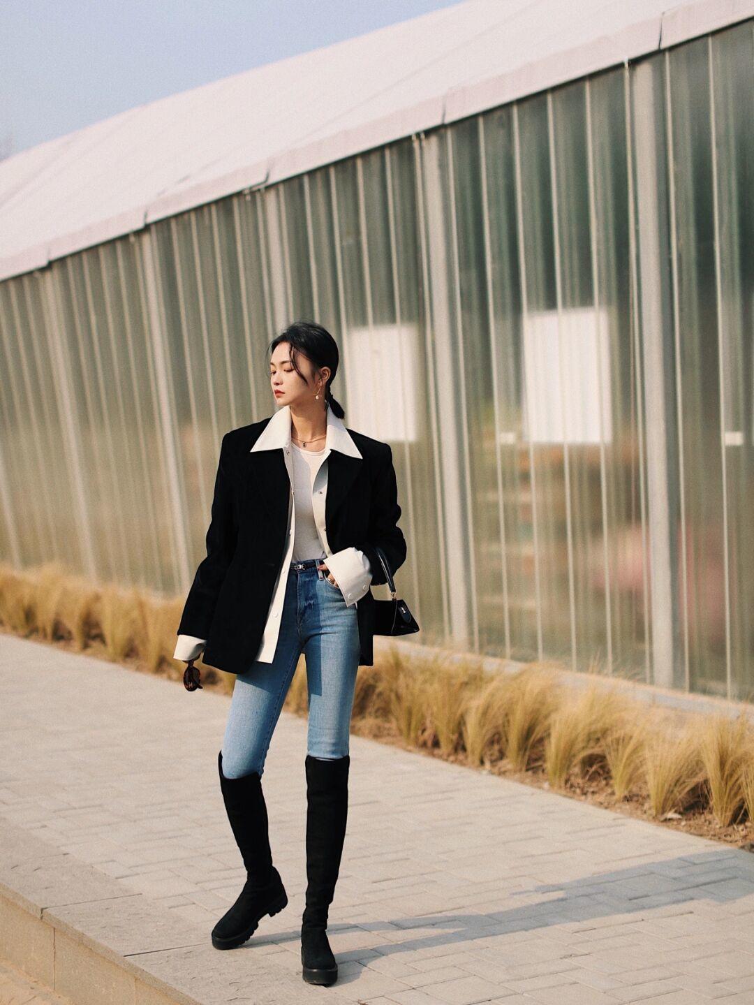 皮质 冬季赶时髦就穿“长筒靴”，优雅时尚又实用，配裤子裙子都好看