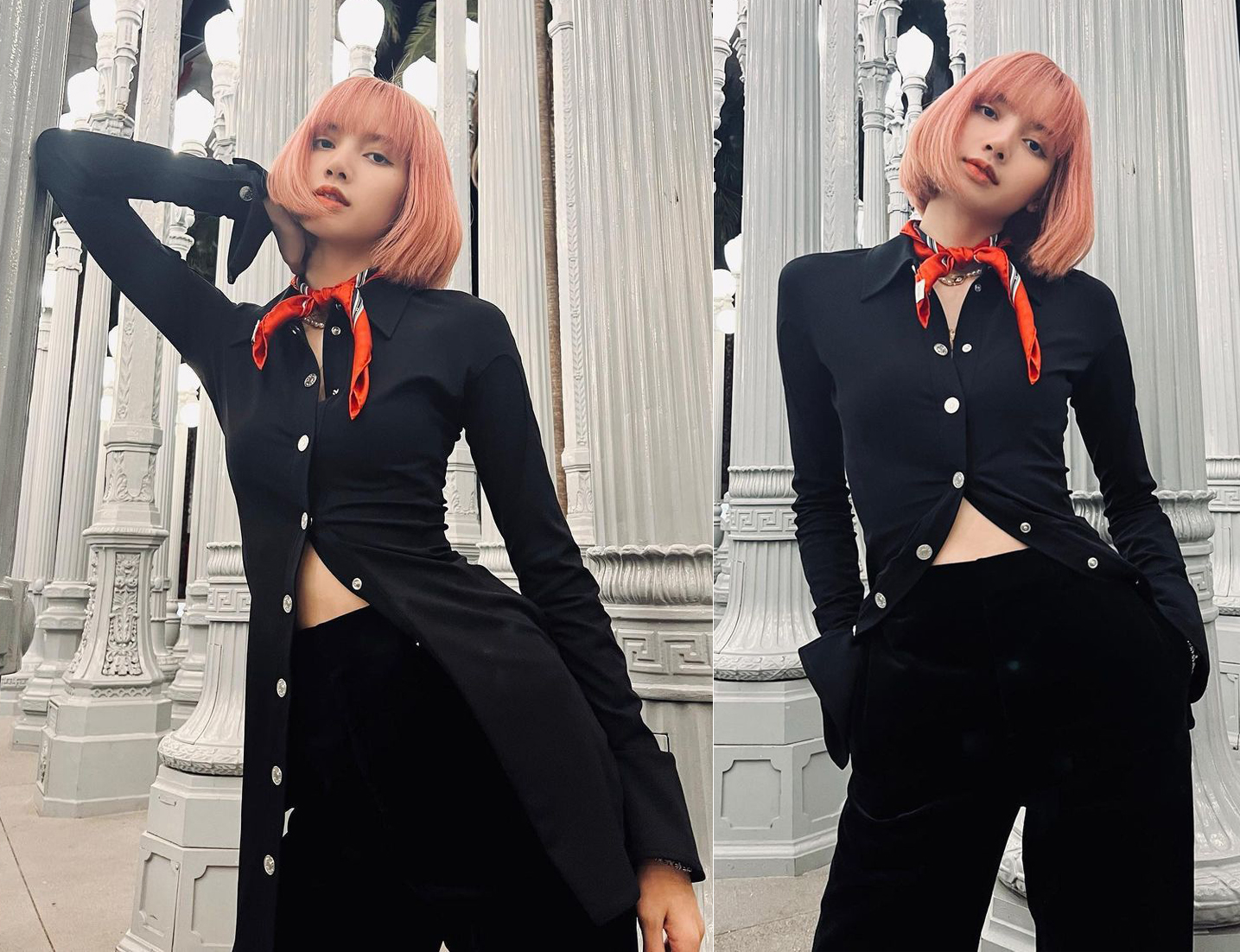 黑色 Lisa回归分享酷辣全黑穿搭，没有同款身材，那就拥有同款时尚造型