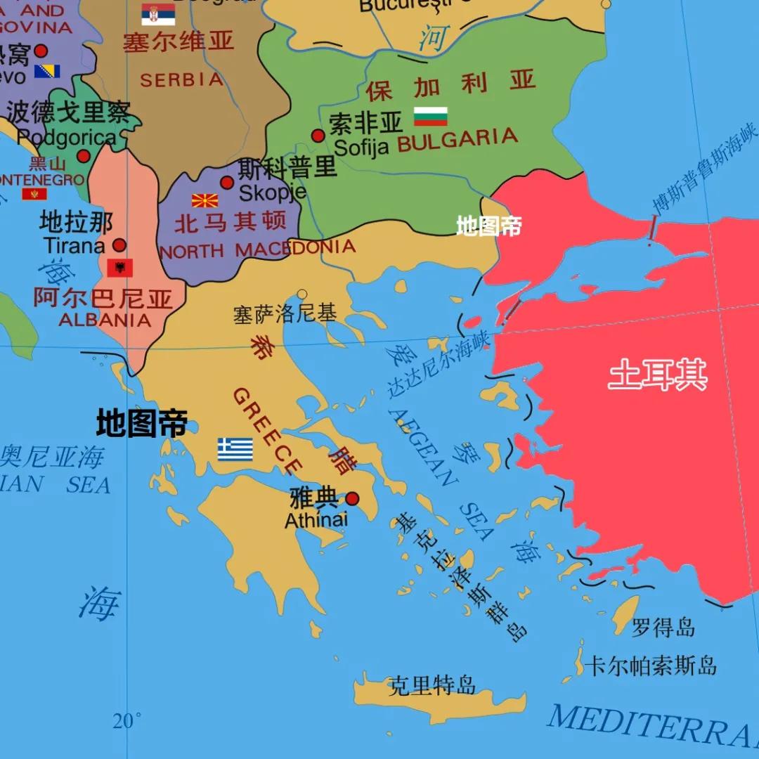 原创希腊如何用十三段线把6倍大的土耳其堵在陆地上
