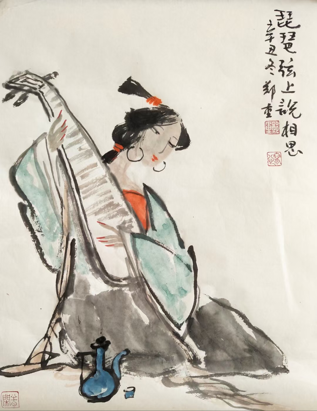国画名家郑重先生人物画及指墨山水作品欣赏_中国_书画展_书法