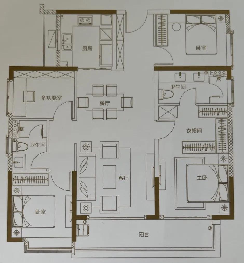 学府上城138平的户型图图片