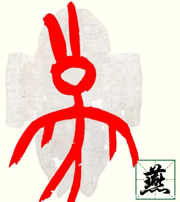 燕字,源于甲骨文,其字形如燕状.