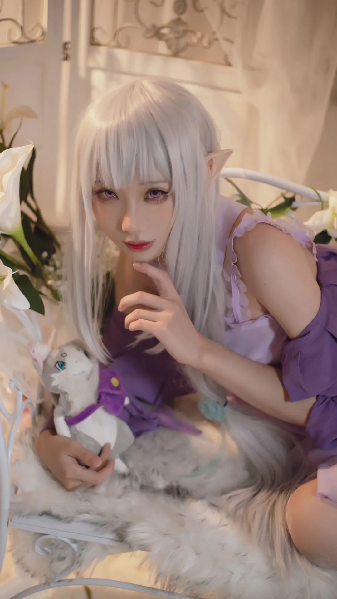 cos艾米莉亚紫色睡裙cos正片风东东