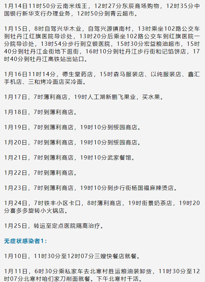 疫情|黑龙江绥芬河公布22例新冠肺炎确诊病例、无症状感染者活动轨迹