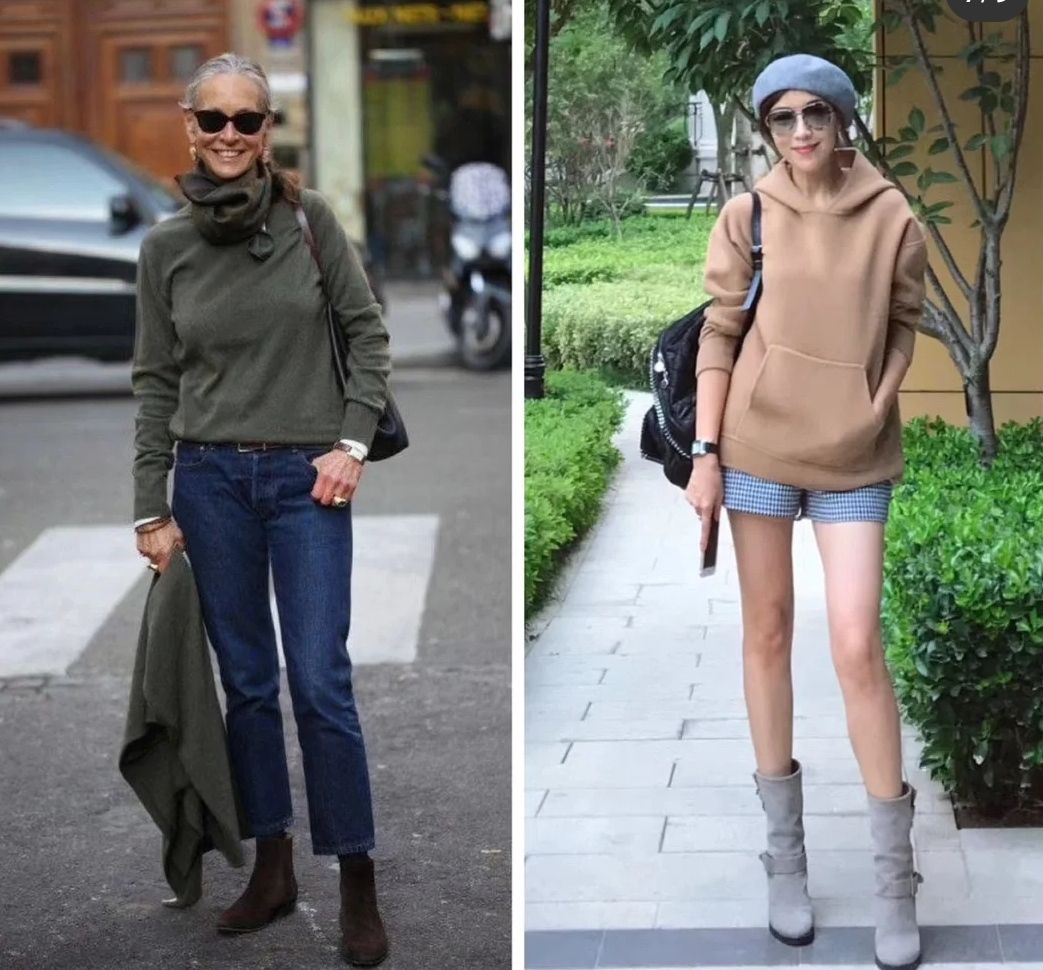 感觉 50岁阿姨学75岁法国博主穿搭，风格却截然不同，一个优雅一个自然