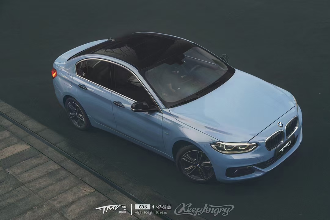 tmd潮牌改色膜宝马1系颜色瓷器蓝
