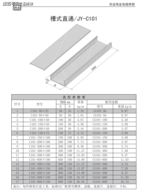 镀锌电缆桥架规格型号表