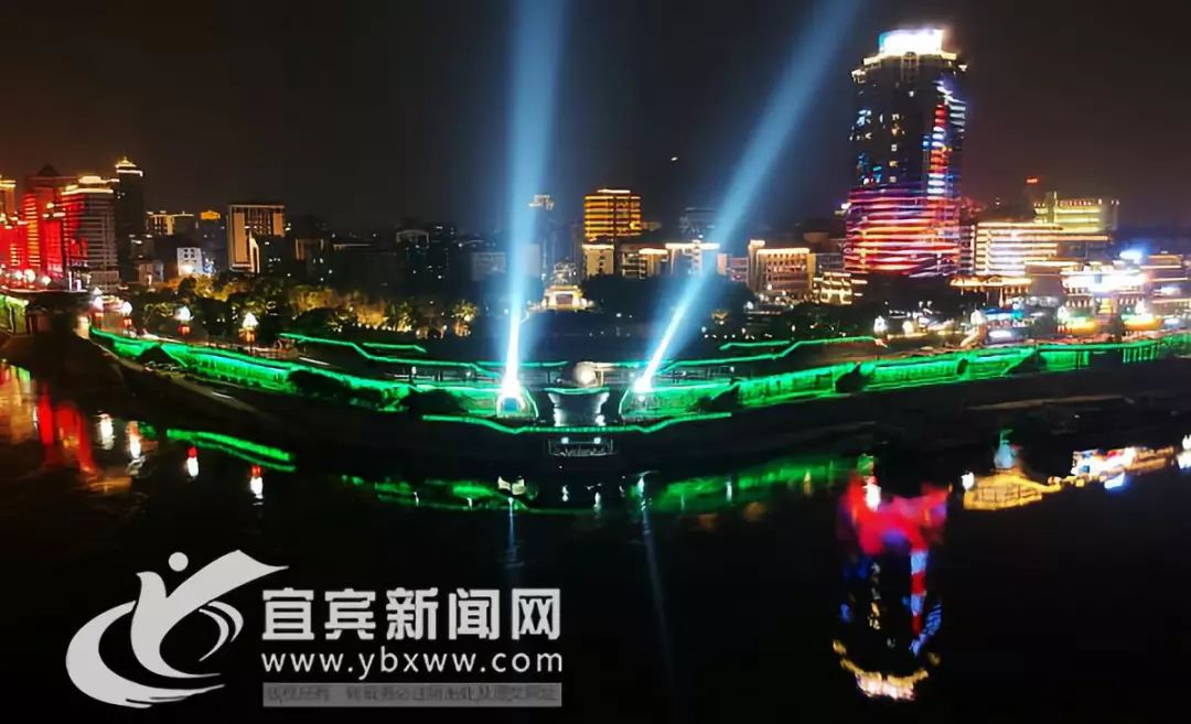 三江口地标广场龙头夜景▲白塔山▲金沙江两岸▲岷江▲戎州桥▲抄江