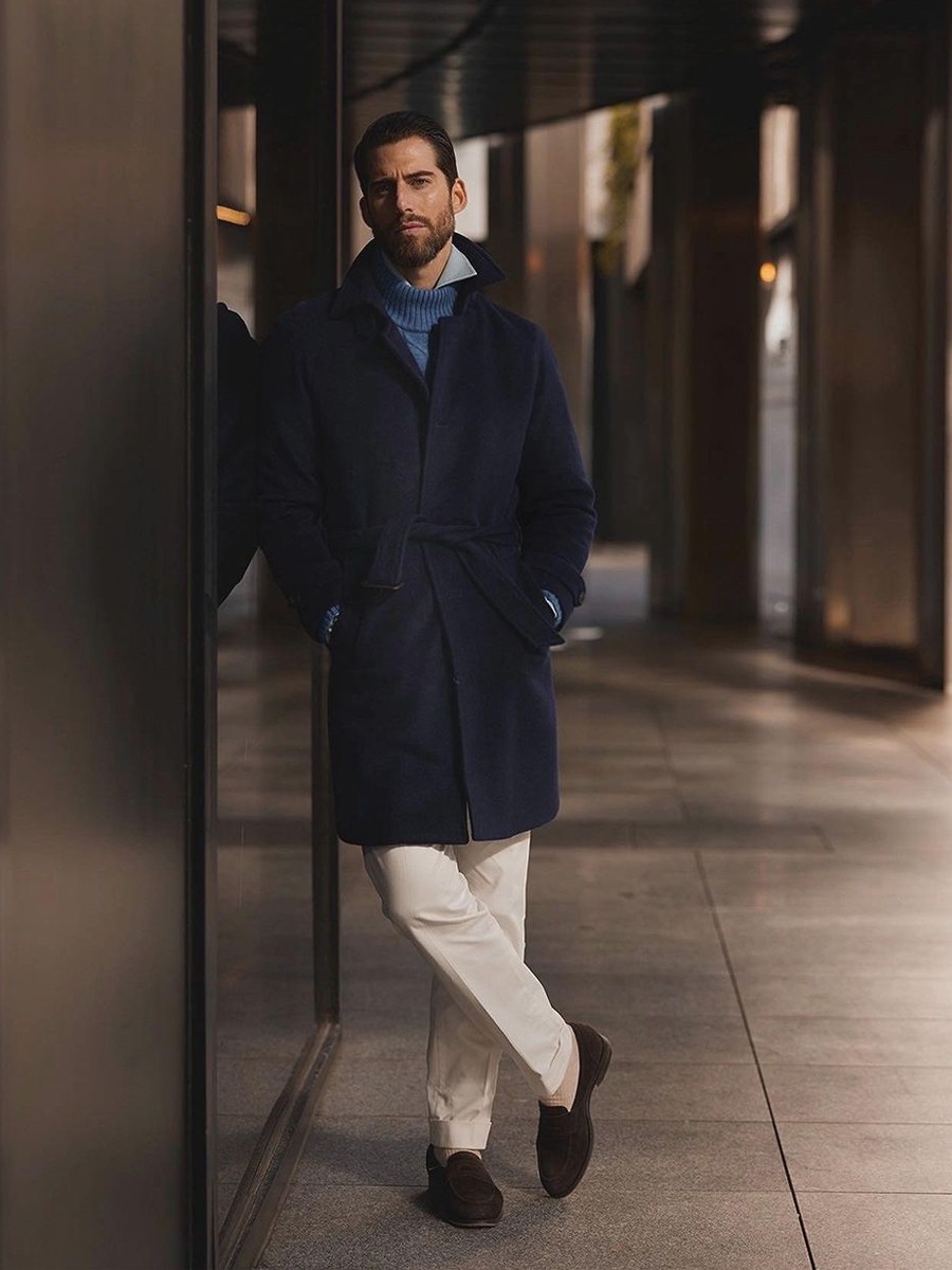 毛衣 高领毛衣先不要藏起来，在早春还是很实用，这样搭型男范十足