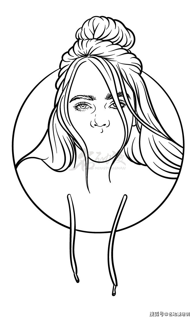 美国歌手比莉艾利什明星人物绘画教程