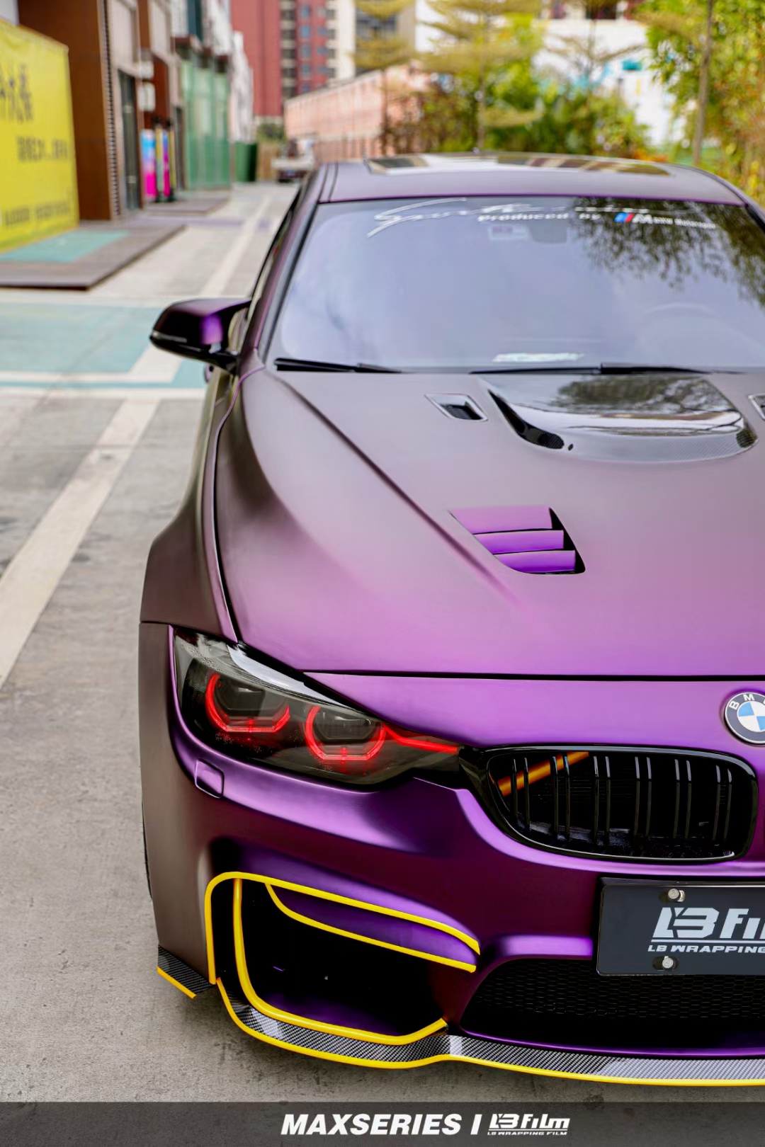 宝马3系汽车贴膜lbfilm改色膜消光黑比诺紫