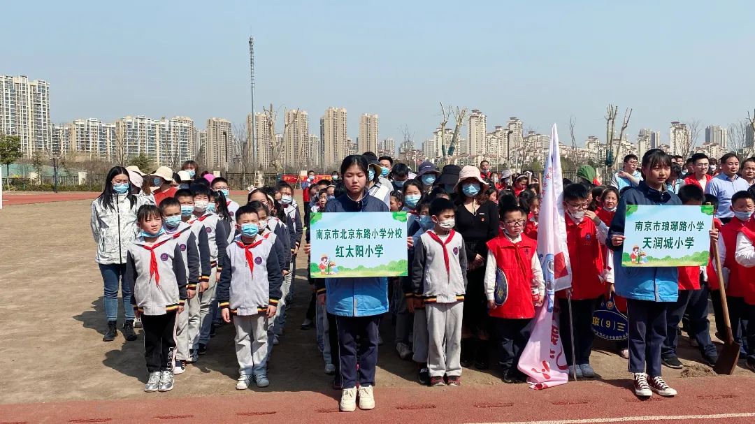 原創南京市北京東路小學分校紅太陽小學播種綠色一起種樹吧