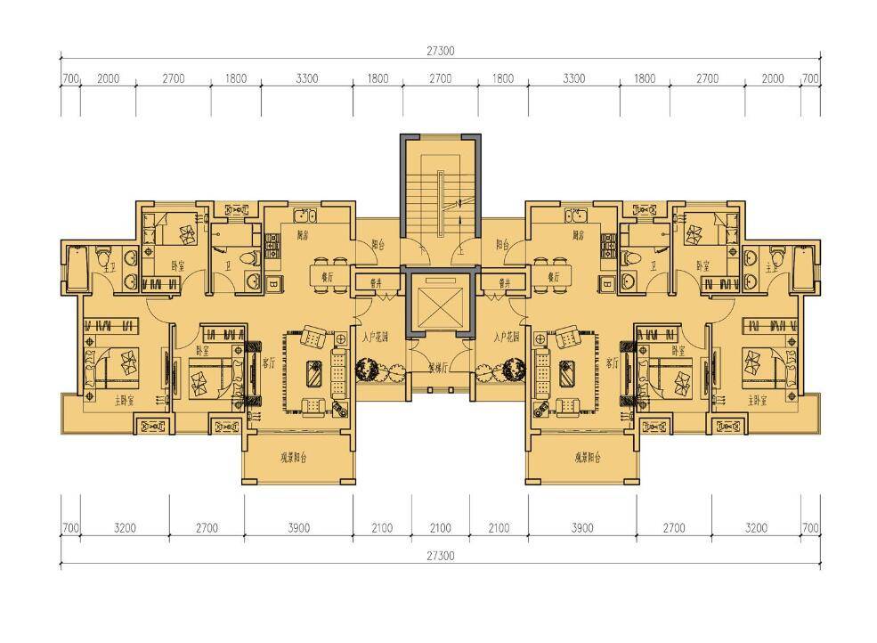 一梯两户自建房户型图图片