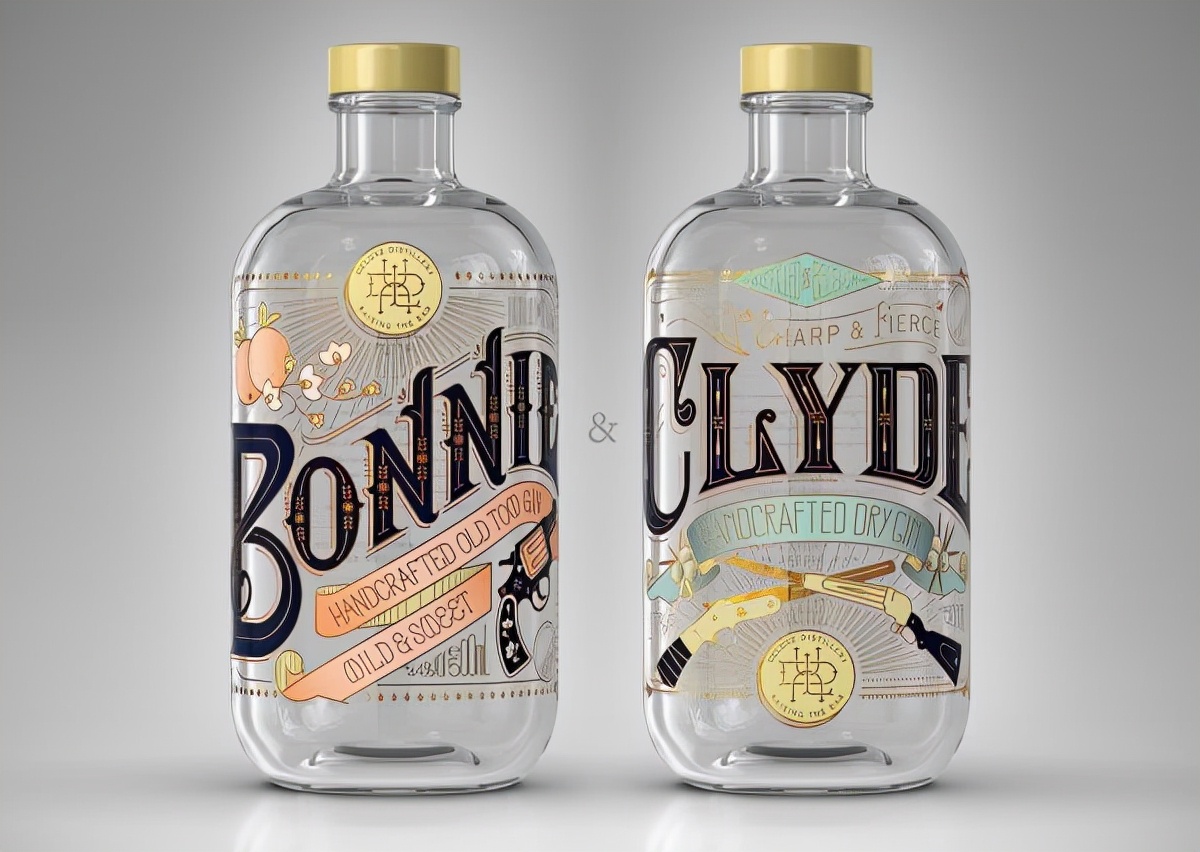 时尚简约风光瓶酒包装设计简约图形酒标