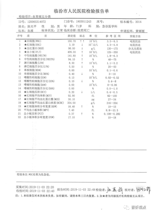网曝山西临汾庄华医院转院途中致患者死亡卫健委调查报告如同儿戏