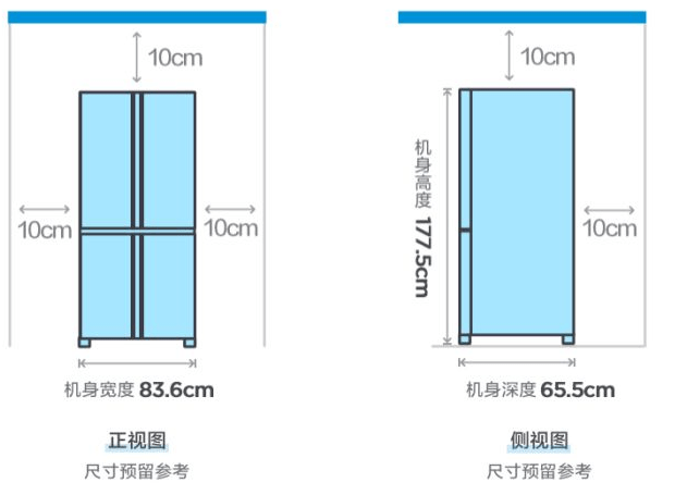 冰箱尺寸平面图图片