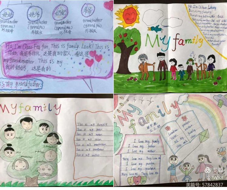 制作英文家谱手抄报传承好家风郑州市惠济区金洼小学三年级实践活动