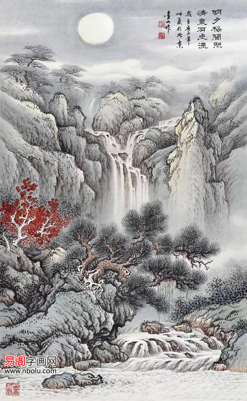 周金山工笔山水画赏析:如梦似幻,可居可游_何延喆_何家英_当代