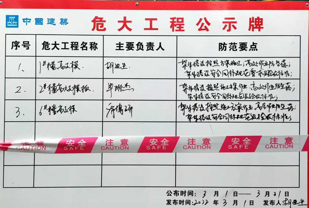 危大工程公示牌内容不完整现场存在违规丢弃烟头情况