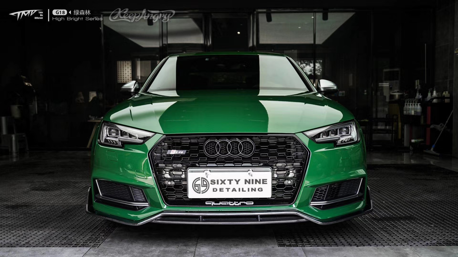 这绿色太扎眼tmd潮牌奥迪s4森林绿改色膜