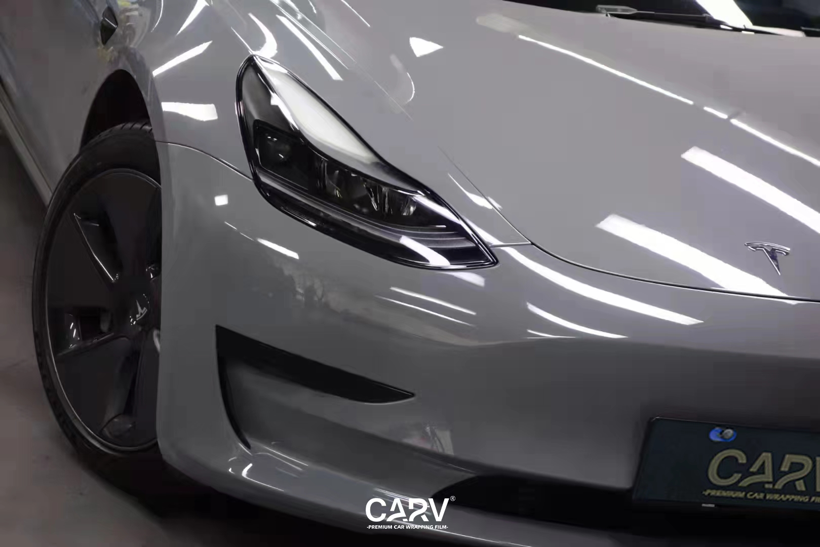 紳士的沉穩低調特斯拉model3白金納多灰改色膜卡孚carv