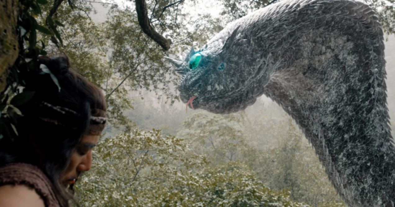 故事讲述了传说中有一种叫山神的蟒蛇,头上有七颗璀璨的珠子,能使人