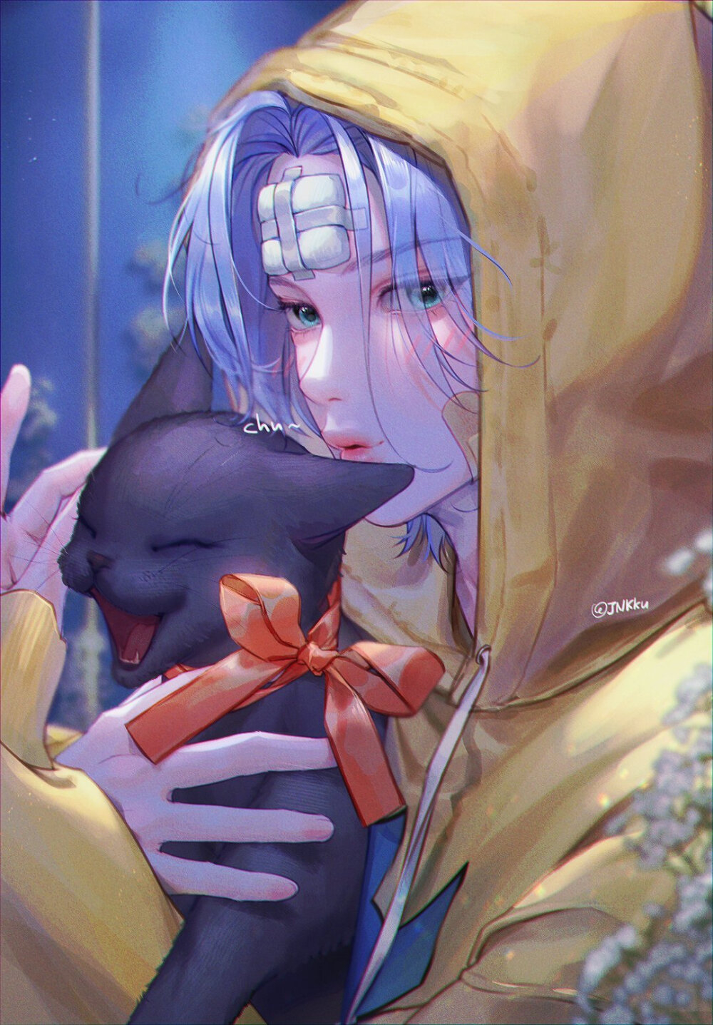 病娇风格的韩系二次元动漫人物插画,画面氛围感温柔且美好_作品_hae