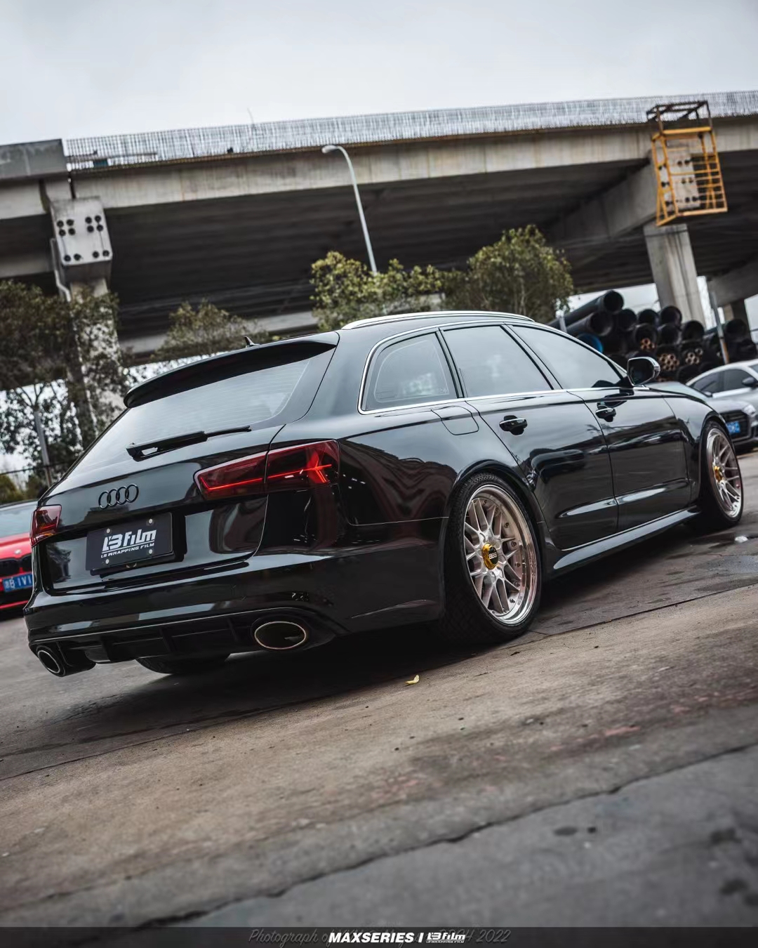 奥迪a6avantlbfilm改色膜原厂漆祖母石绿