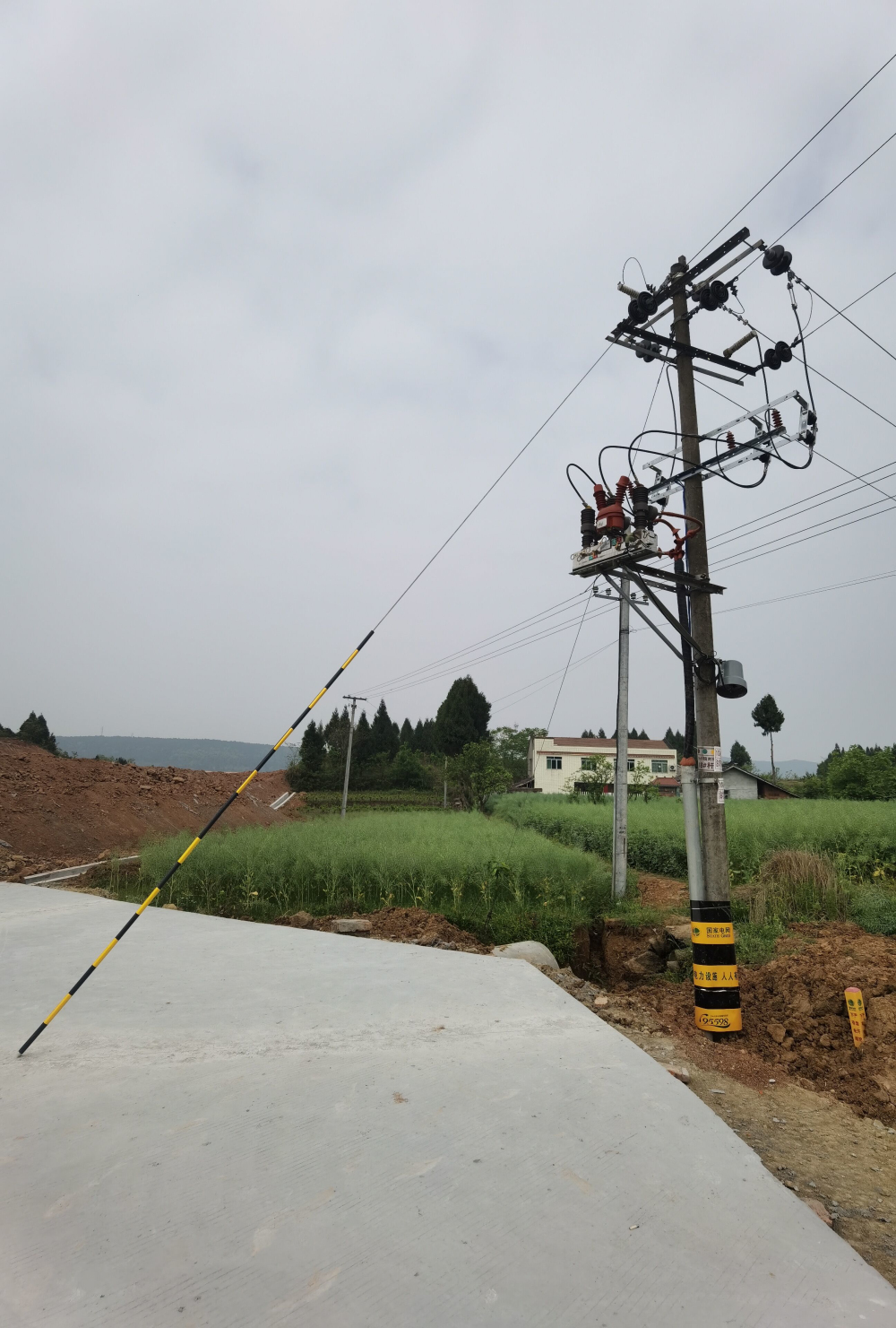 电杆拉线路中间"伸一只脚" 就问你怕不怕?_道路_村民_欧波
