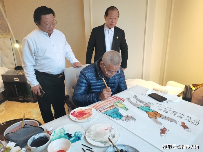 著名书画家吕士民先生到访安徽饭店"宿州之窗"_王全一_风俗画_作品