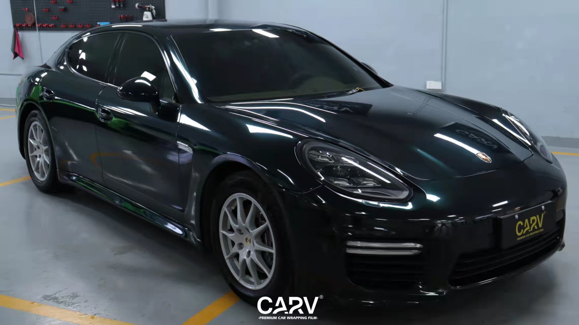 保时捷帕拉梅拉卡孚改色膜超亮金属祖母石绿