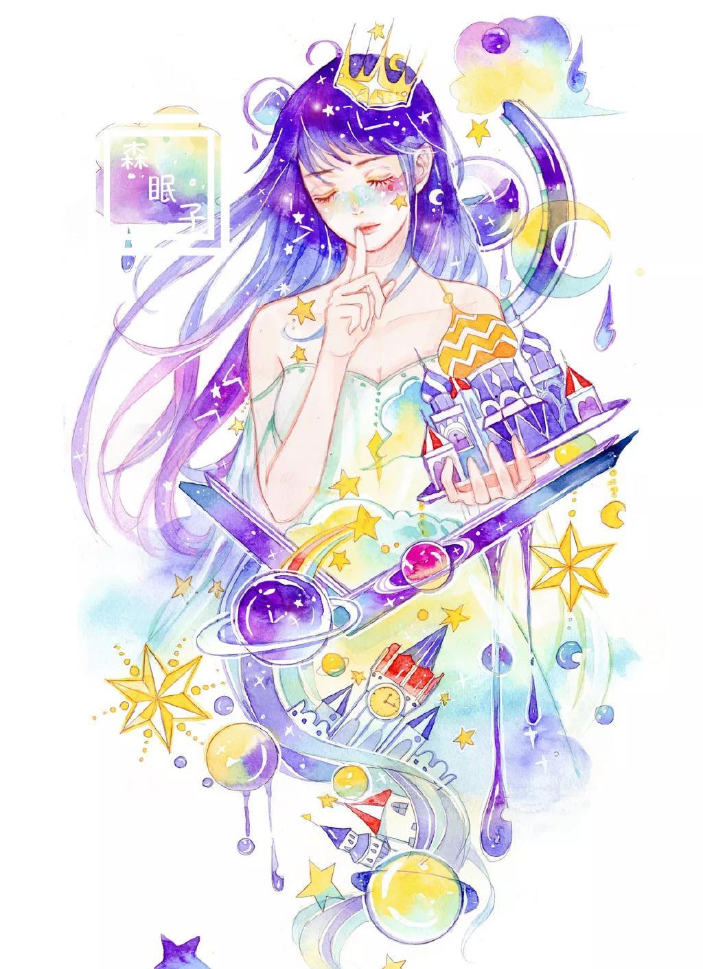这组自带飘逸的小清新水彩少女,简直太美!(内附详细教程)