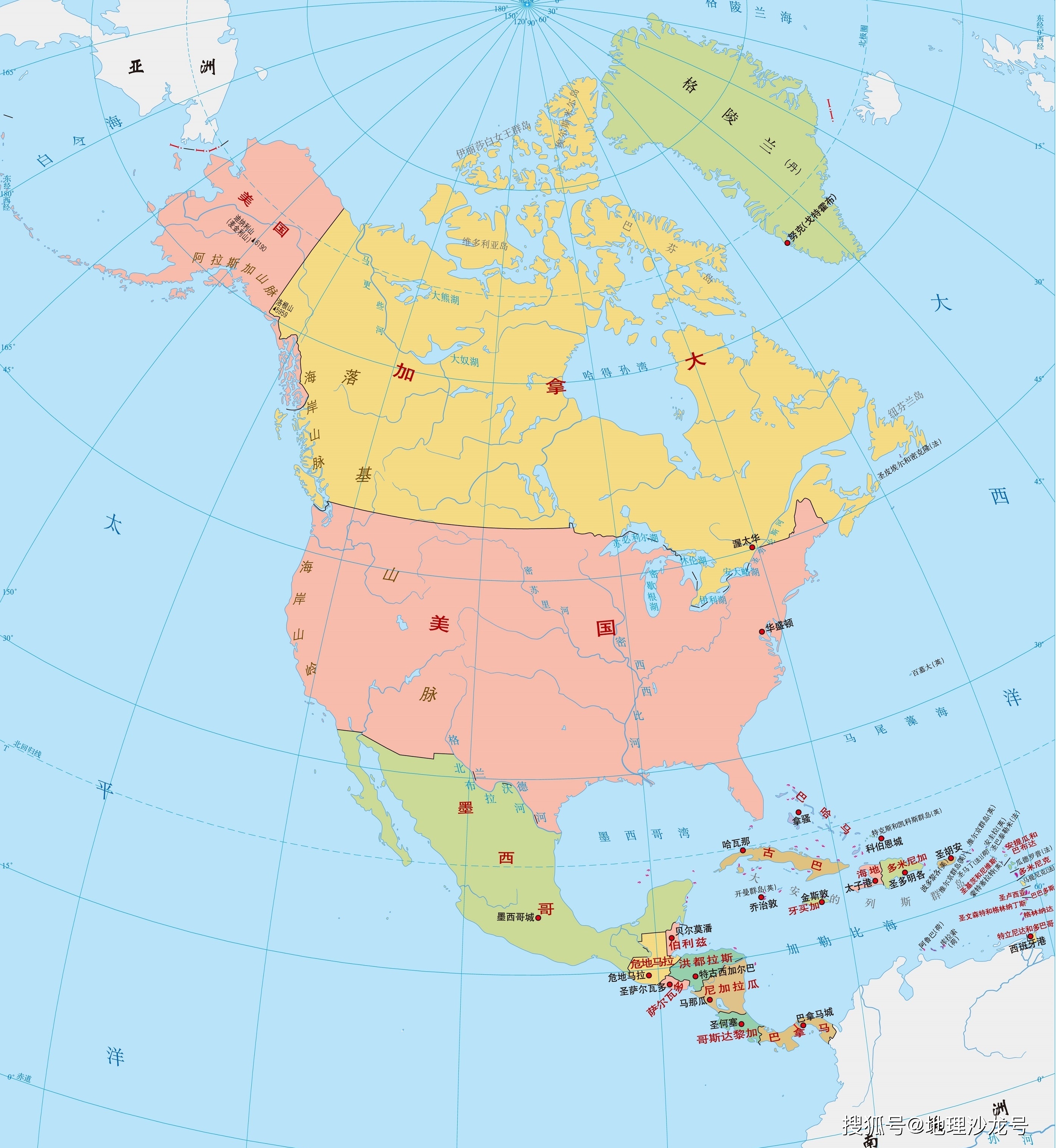北美地图超清版大图图片