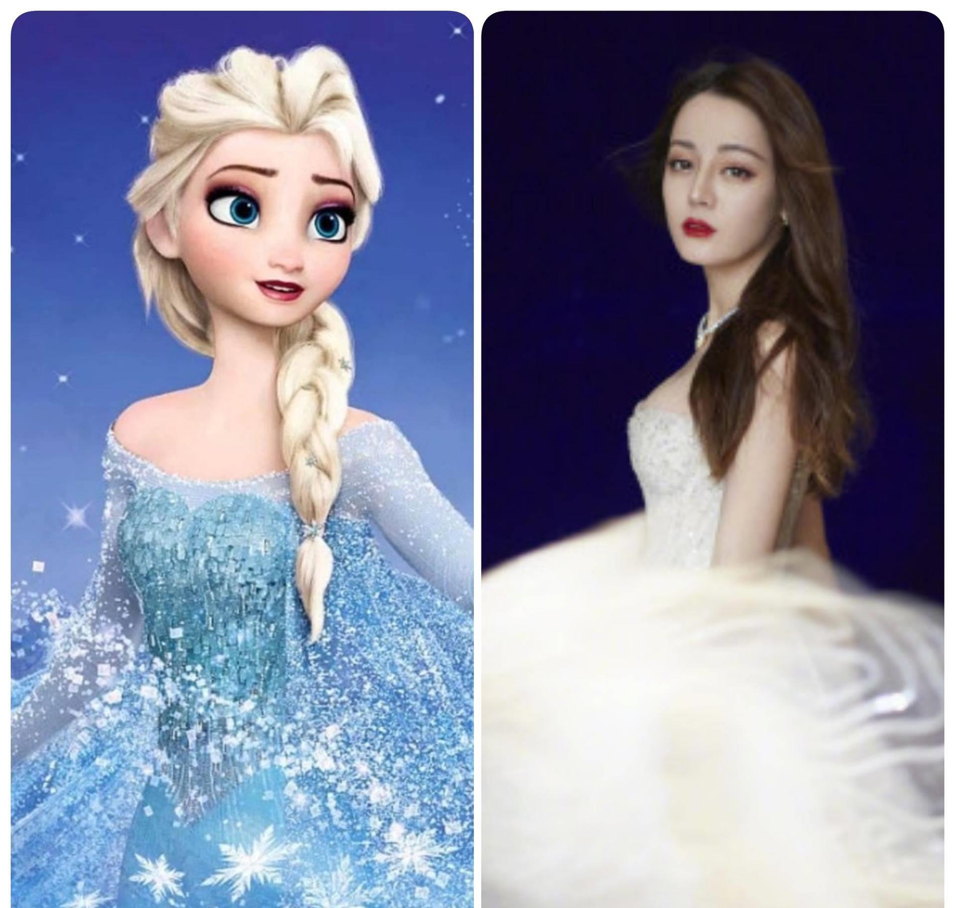 杨幂和迪丽热巴同框新造型太美了吧好像冰雪奇缘的两位公主