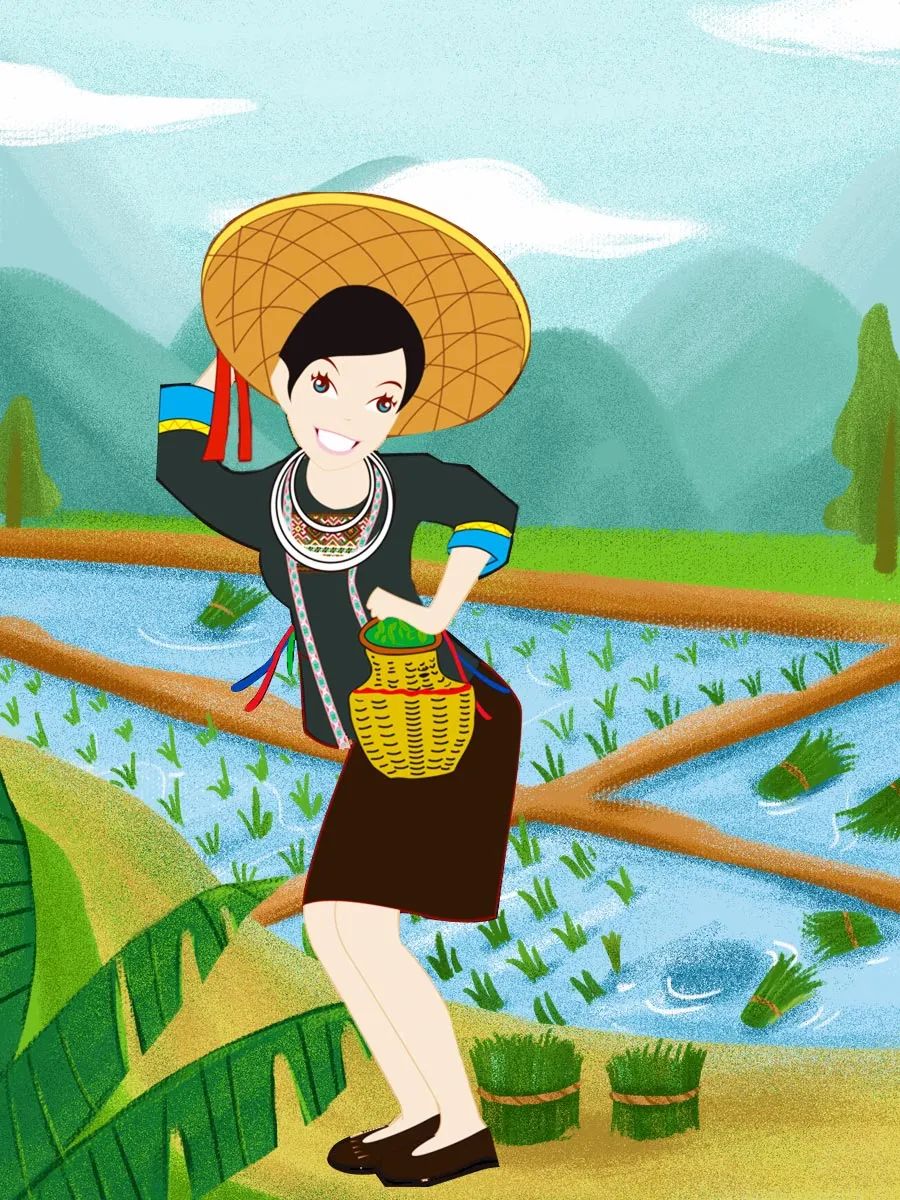 贵州侗族插画图片