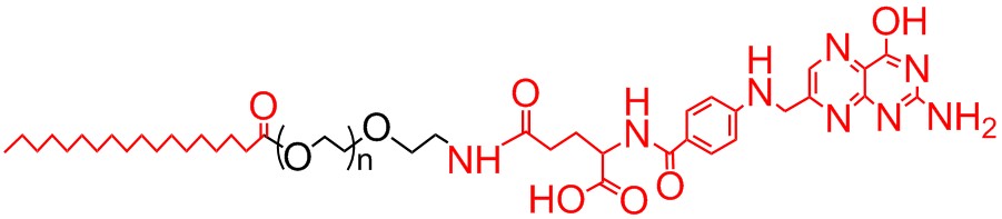 sa-peg-fa硬脂酸聚乙二醇葉酸結構式試劑材料名稱:sa-peg-fa,硬脂酸