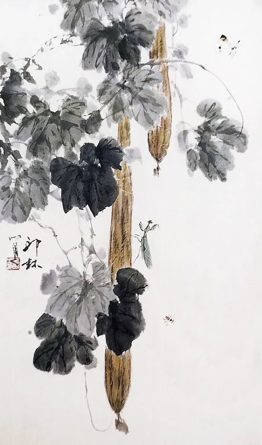 丝瓜草虫 2002萧朗先生多次谈到自己一生只做了两件事,一个是花鸟画