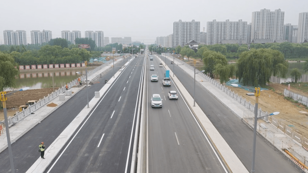 曲阜市东104国道大沂河桥即将双向通车