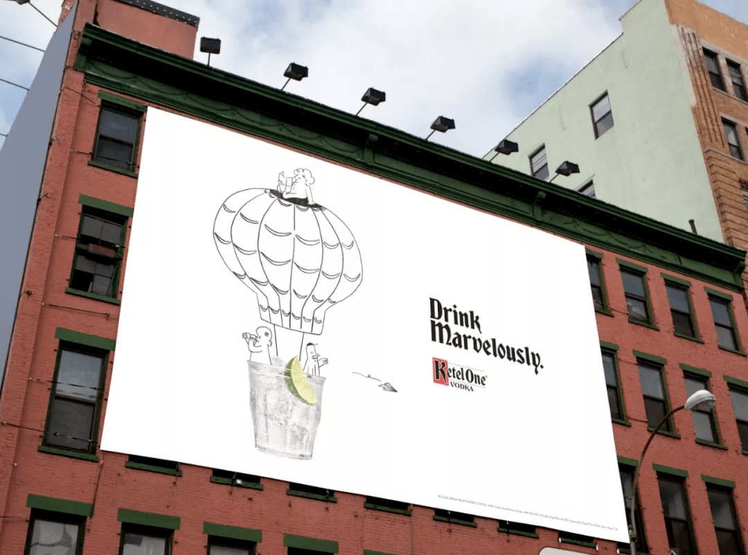 画户外广告,在车水马龙,灯红酒绿的都市中,面对这样简单又清新的画面