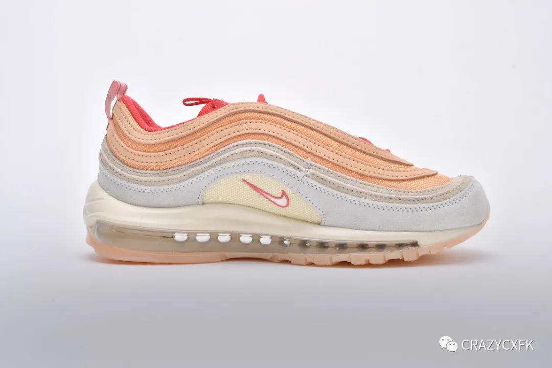 耐克nikeairmax97sisterhood复古子弹水蜜桃气垫慢跑鞋