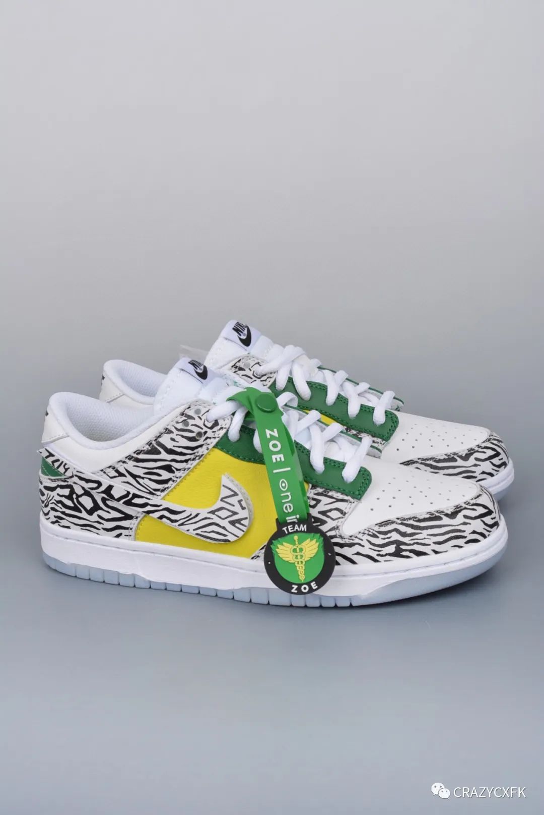 耐克nike dunk low doernbecher 俄勒冈鸭子黄绿斑马纹低帮运动鞋_zoe