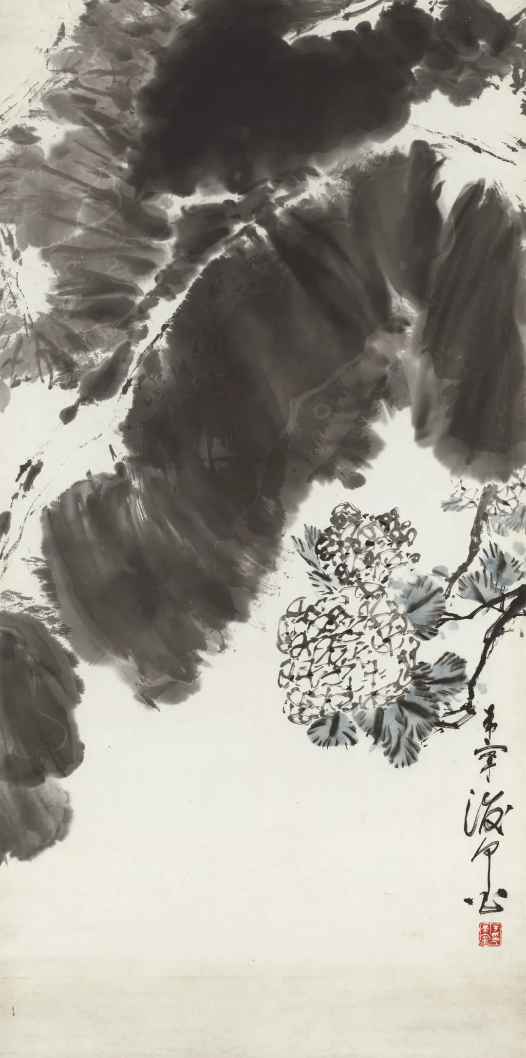 潍坊创建东亚文化之都丨馆藏于希宁精品花鸟画鉴赏之二十芭蕉绣球