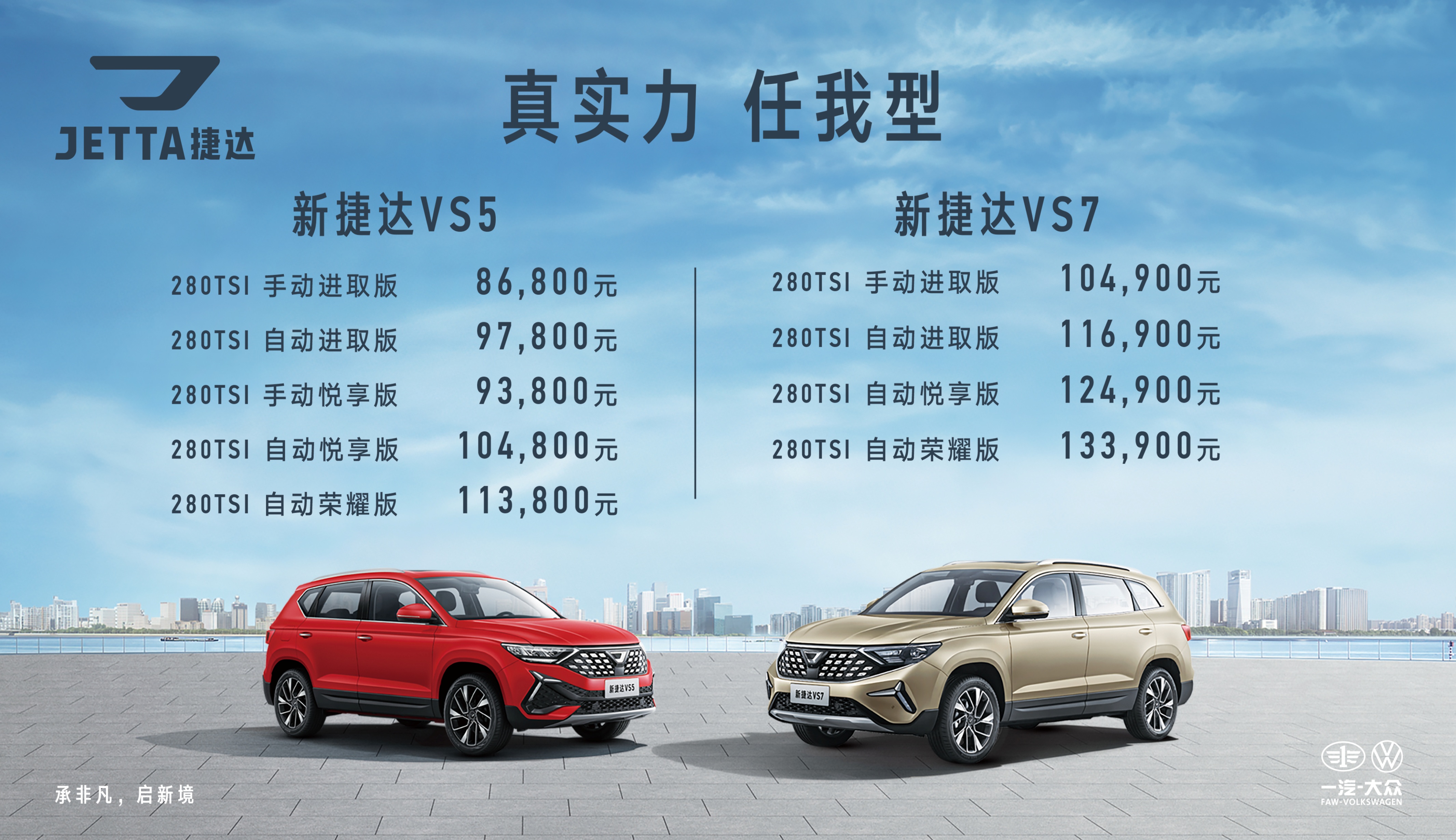 868万元至1339万元新捷达vs5新捷达vs7型动上市