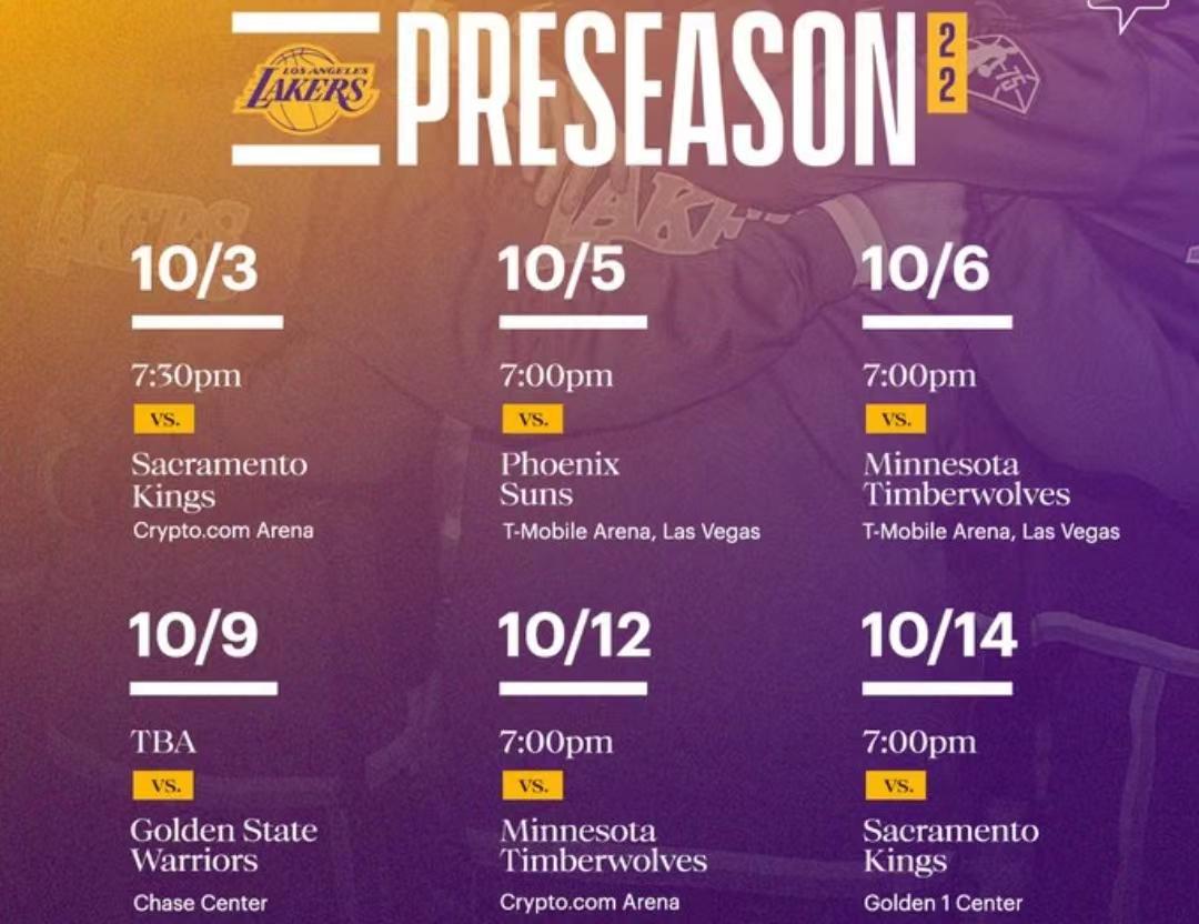 湖人队下赛季季前赛赛程出炉,4个对手6场比赛,网友评论句句扎心_1_nba
