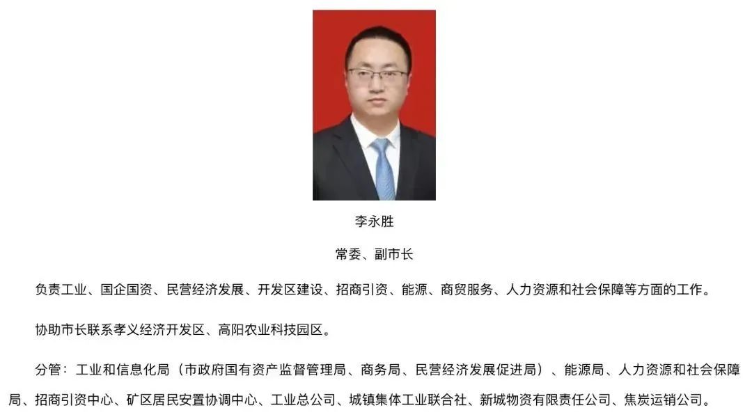 李永胜任孝义市委常委副市长