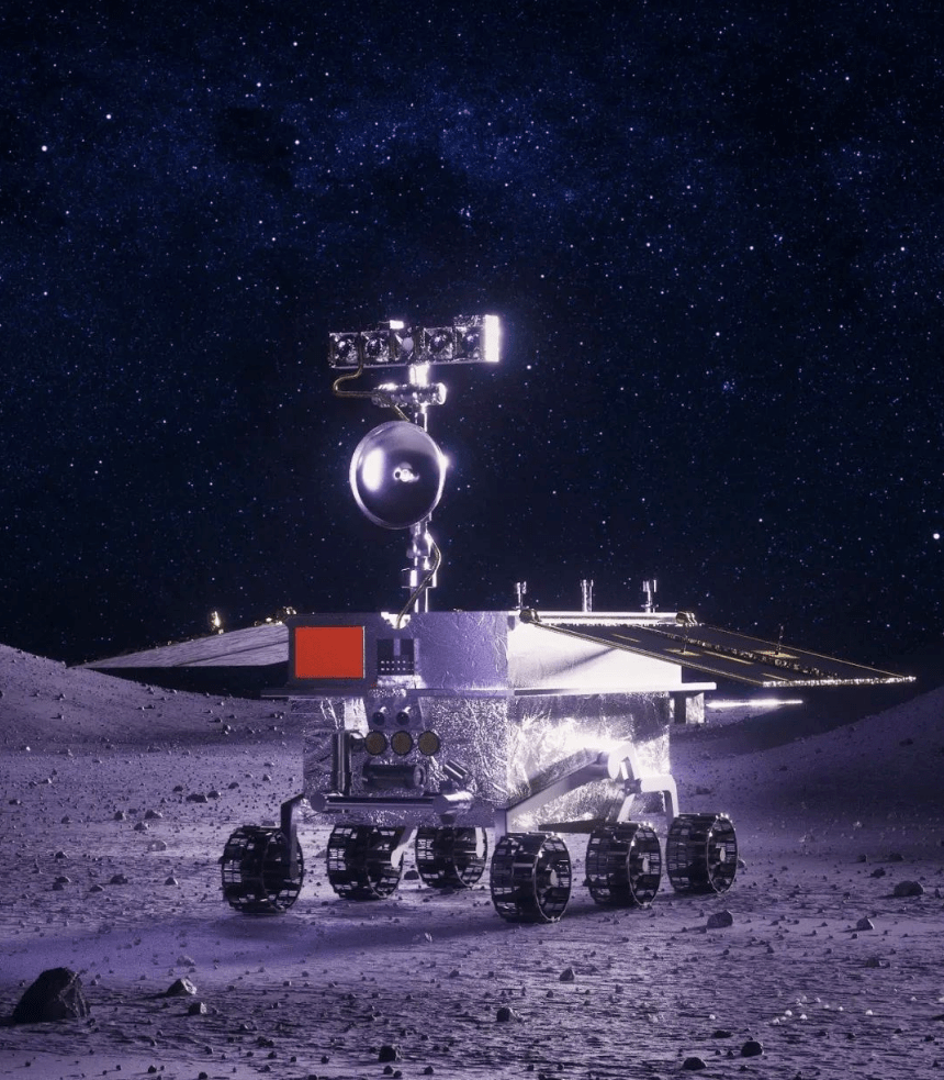 了玉兔号月球车的全景相机,太阳翼,机械臂,通讯天线,雷达等重要结构