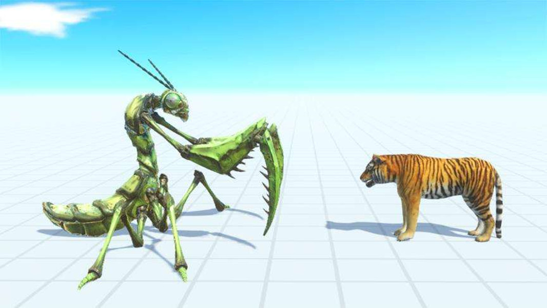 原创假设200公斤的螳螂和200公斤的老虎打一场谁会更厉害一些