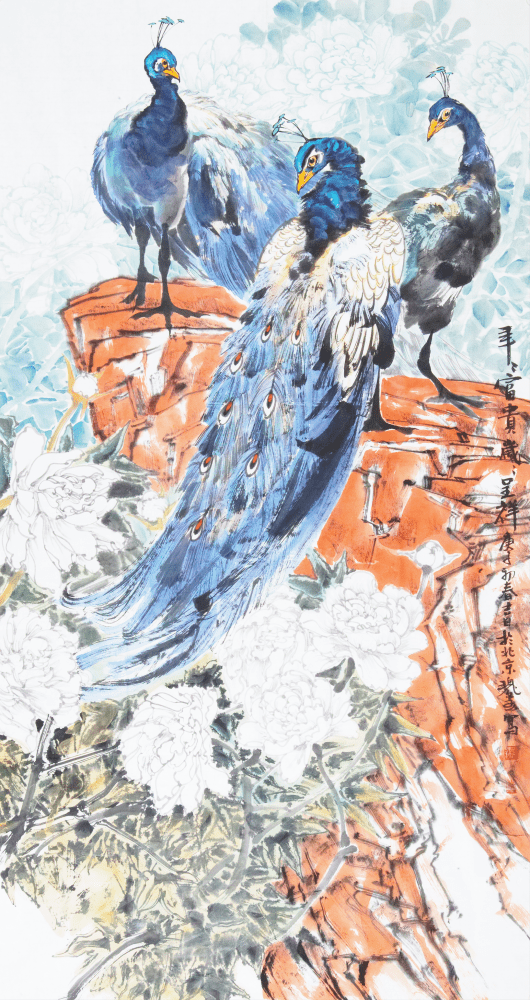 泰丰文化丨国画孔雀越鸟青春好颜色