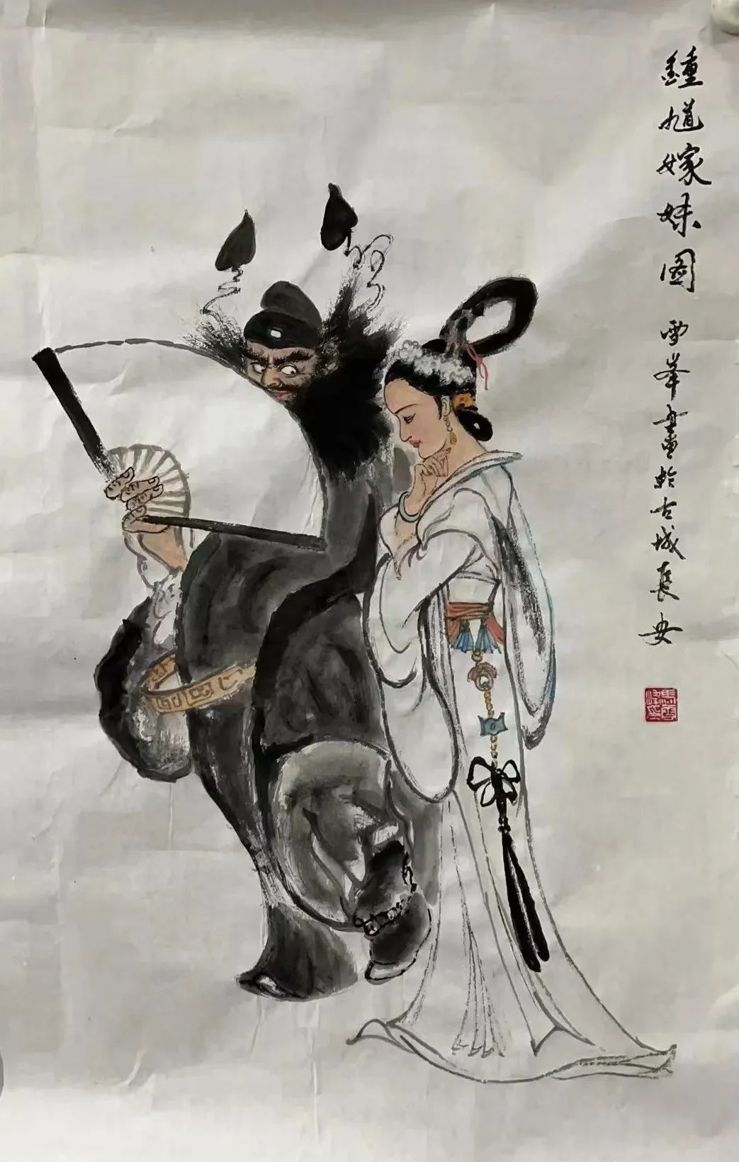 观马雪峰画家的笔下人物,其技法极为娴熟,用笔设色极为精准,笔墨劲健